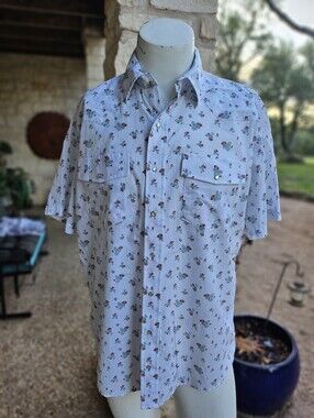 Western Aloha Short Sleeve Cotton Hawaiian Shirt Prickly Pear Cactus Size XL
